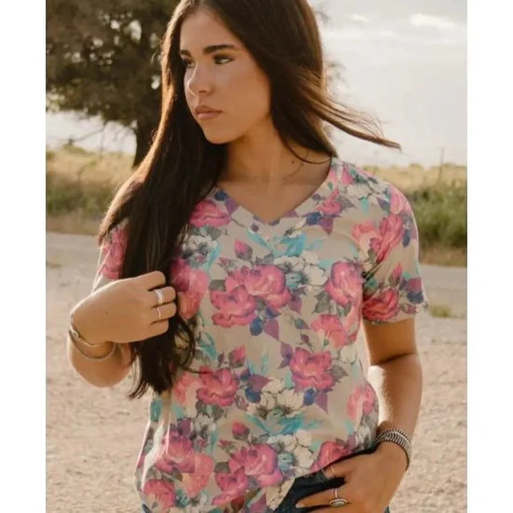 BRAND NEW WITH TAGS Life Is A Flower V-Neck Tee